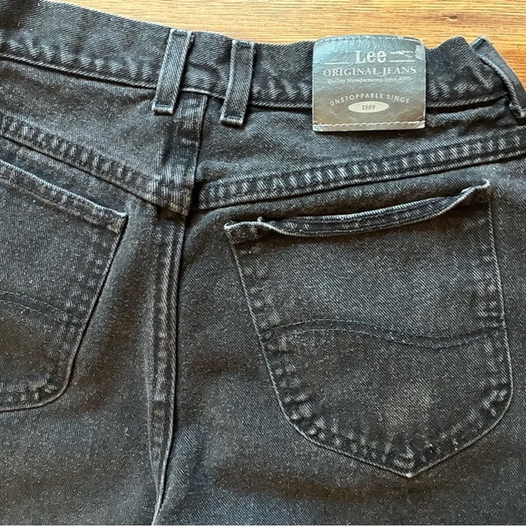 Vintage Lee High Rise Black Mom Jeans Tapered Leg 90s Grunge Size 12 M - Picture 11 of 15